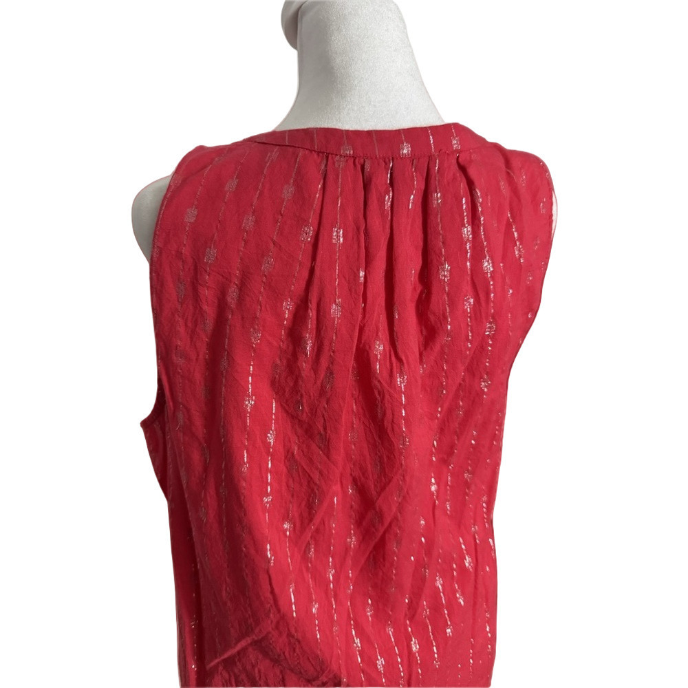 Crown & Ivy Silver & Red Cotton Rayon Metallic Sleeveless Women's Top Size M - Picture 5 of 14